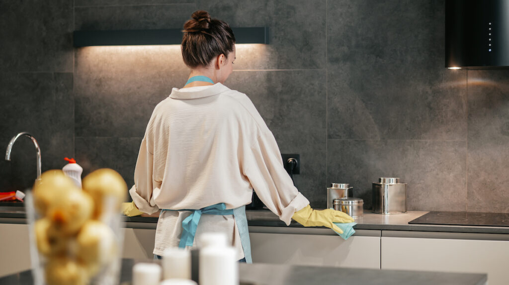woman cleaning in the kitchen